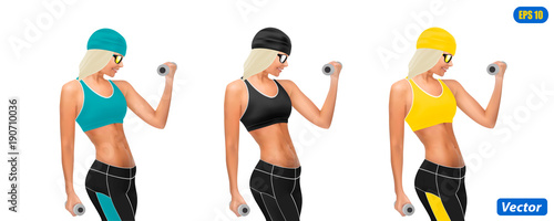 photorealistic model of the sportswoman isolated on white background vector illustration