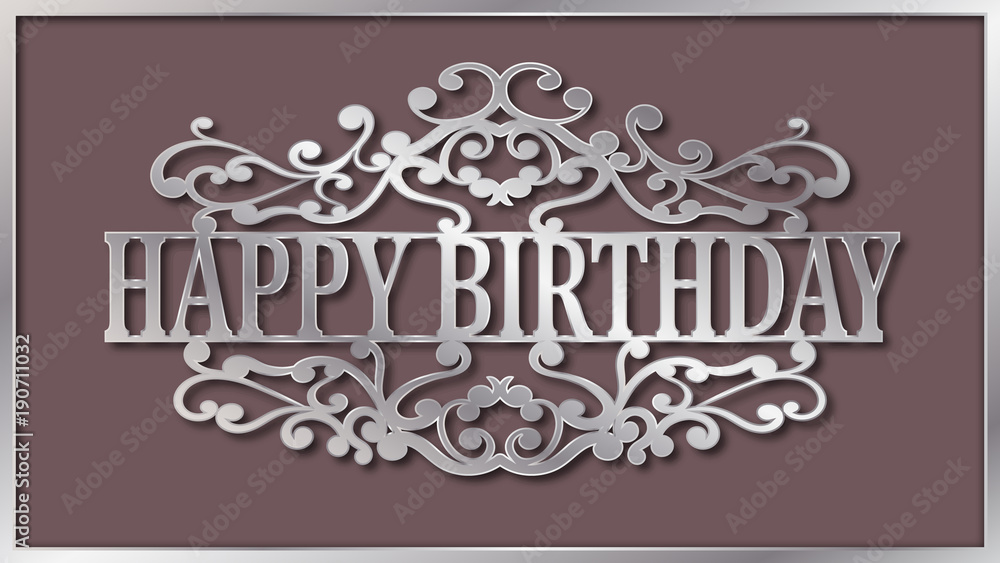 Happy birthday lace plate. Template laser cutting machine for wood, metal and paper. Happy birthday phrase for your design.