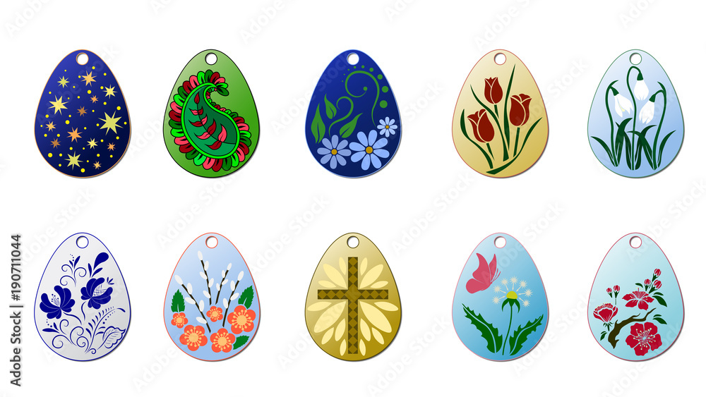 Easter eggs icons. Vector illustration. Easter eggs for Easter holidays design on white background. Easter eggs icons. Vector illustration. Easter eggs for Easter holidays design on white background.