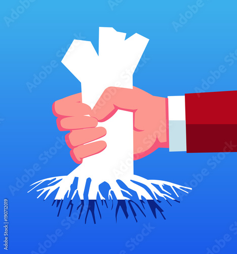 The businessman uprooted the tree
