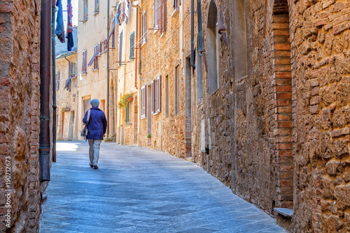 Charming little tight narrow streets of Volterra  town © rolandbarat