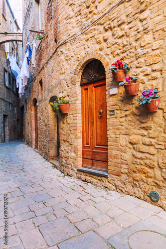 Charming little tight narrow streets of Volterra  town