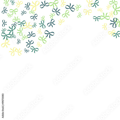Festive Background with Colorful Bows. Cute Pattern for Postcard, Print, Banner or Poster. Small Pretty Bows For Party Decoration, Wedding, Birthday or Anniversary Invitation. Vector