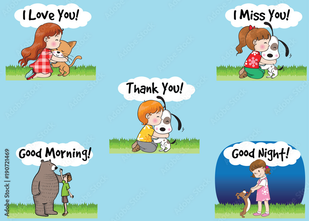 Fototapeta premium kids with pet set