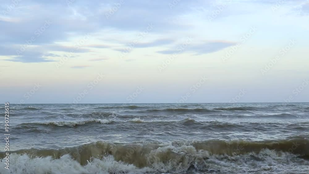 Panorammic view of sea with waves and clouds Panorammic view of sea with waves and clouds