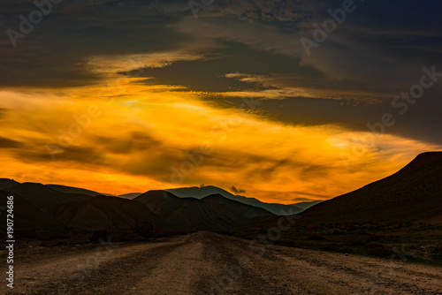 Hilly mountains in the valley  mountain landscape