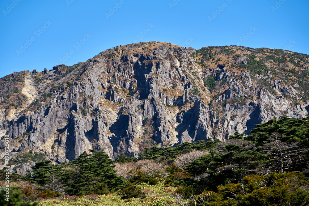 The way up hallasan mountain, Jeju island, South Korea.