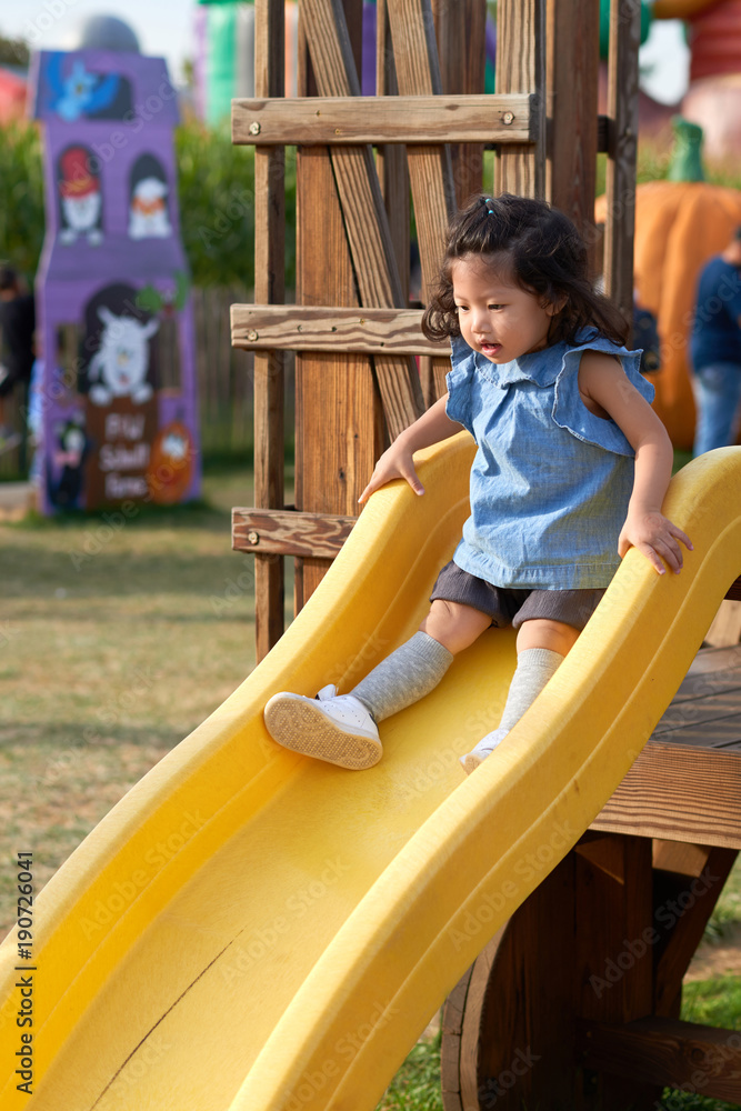 Free play in the playground for baby and toddler is important activity for child development.