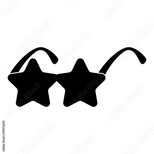 Star sunglass icon black color fill flat style