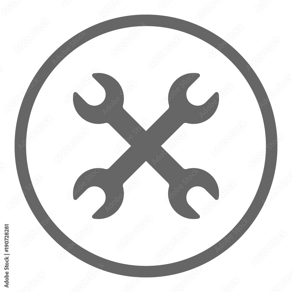 Double wrench icon. Two spanners in circle. Vector. Double wrench icon. Two spanners in circle. Vector.