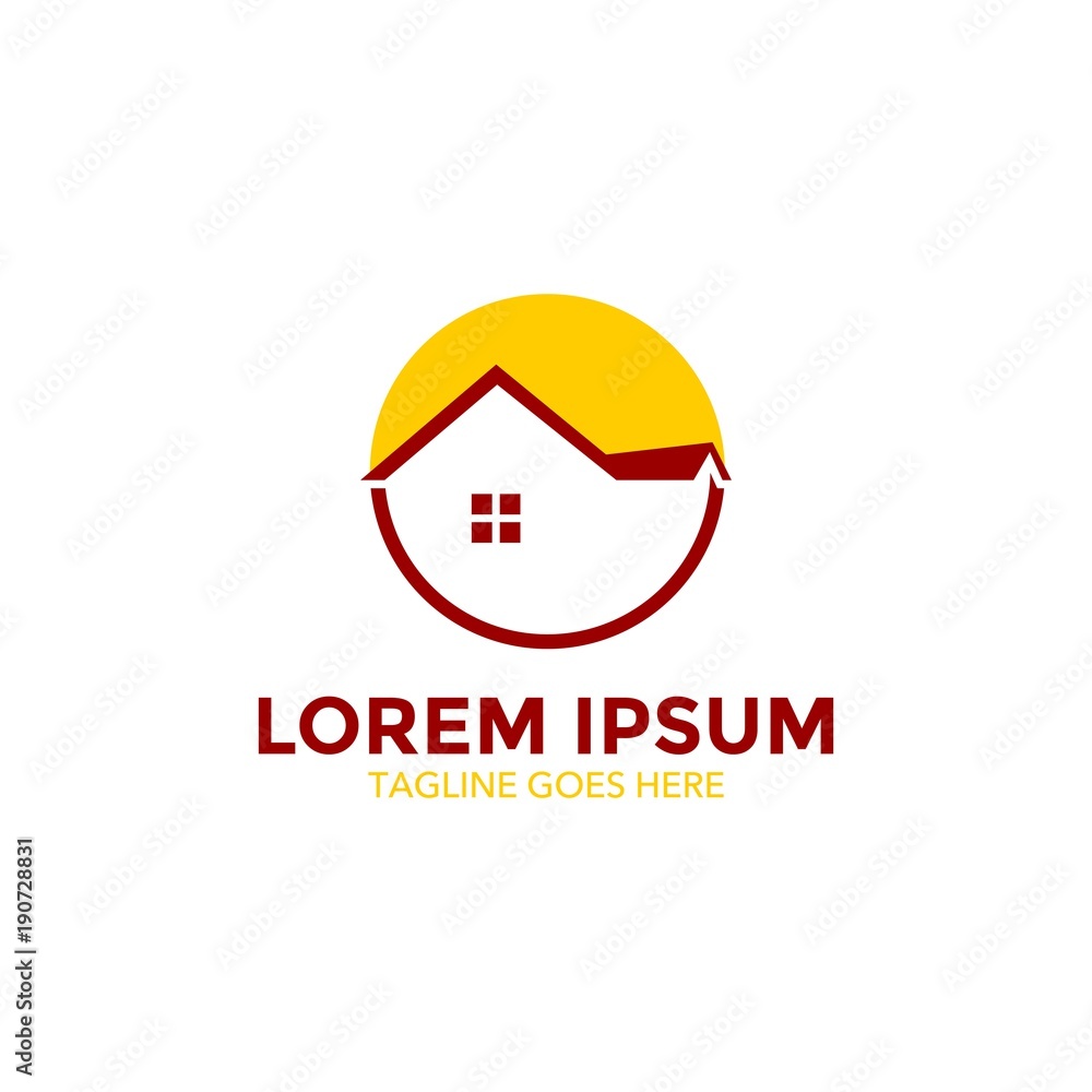 Unique resort Logo. Home illustrations with beautiful scenic backdrops. icon Unique resort Logo. Home illustrations with beautiful scenic backdrops. icon