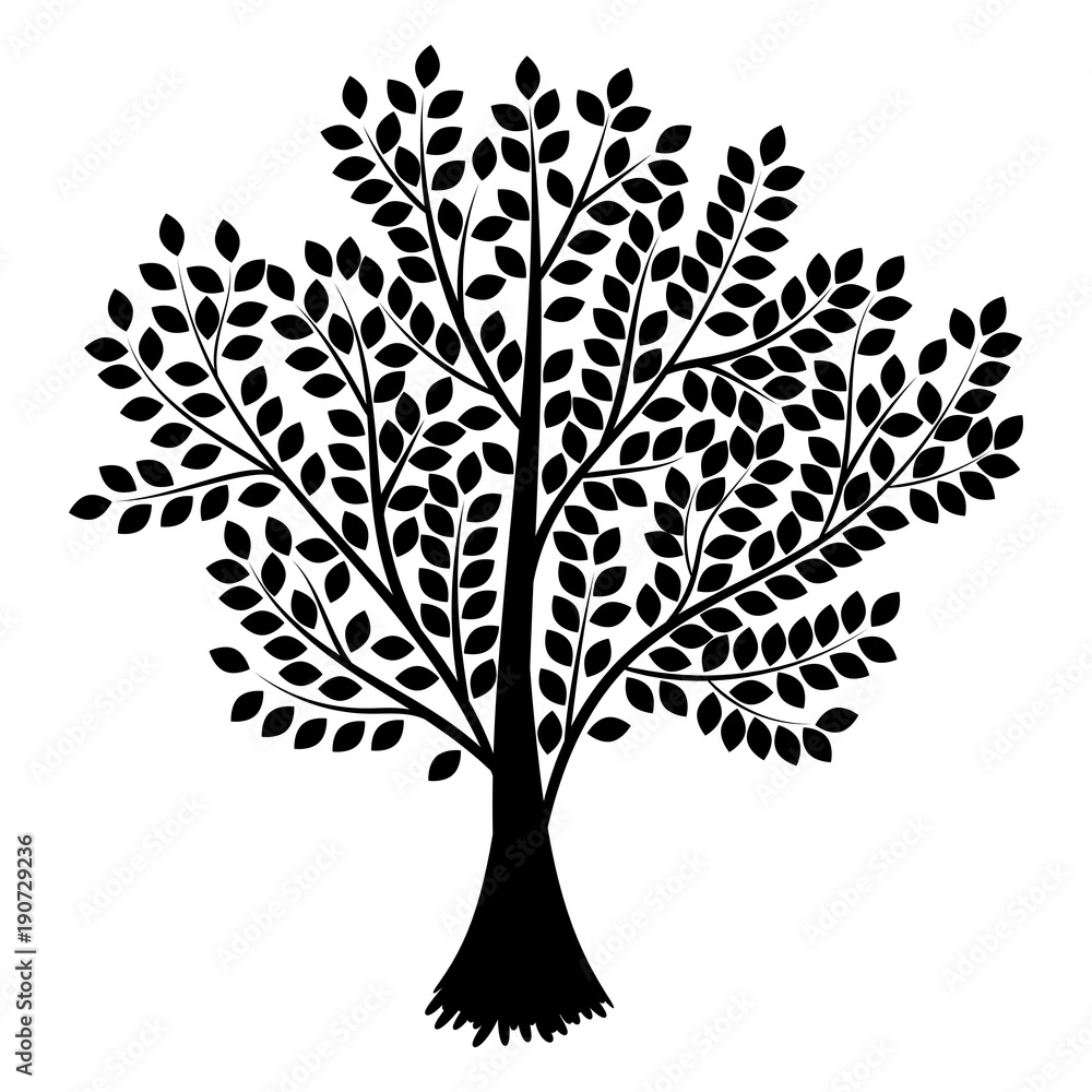 Fototapeta premium Tree. Abstract silhouette isolated on white background. Vector illustration