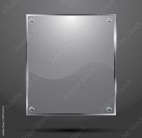 Glass Plate Isolated On Dark Background.