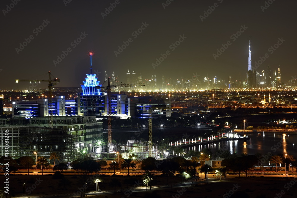 Dubai Skyline from Dubai Silicon Oasis area, Dubai, United Arab Emirates