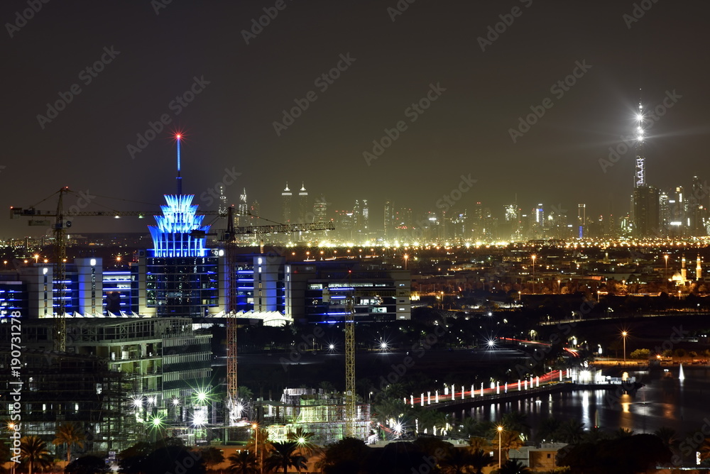 Dubai Skyline from Dubai Silicon Oasis area, Dubai, United Arab Emirates