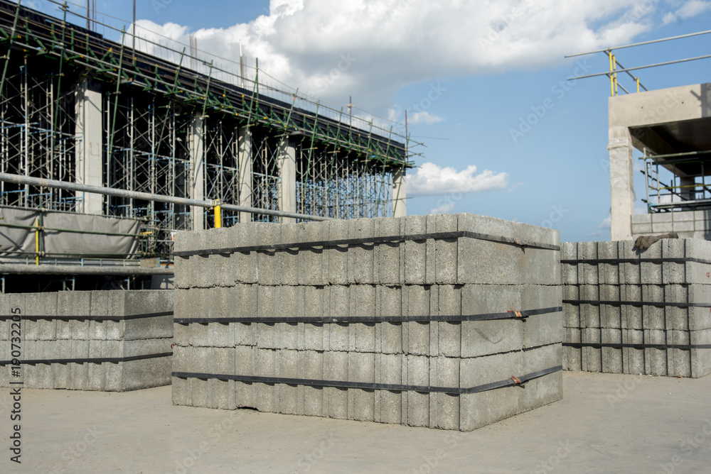 concrete block wall for construction building site