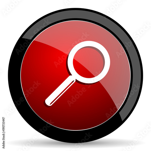 Search vector icon. Modern design red and black glossy web and mobile applications button in eps 10
