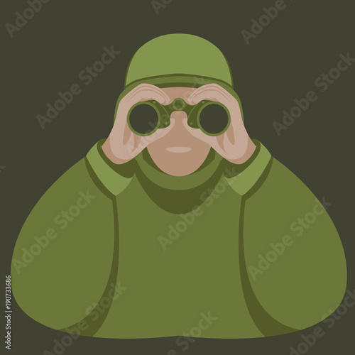 soldier with binoculars vector illustration flat style  front