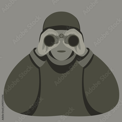 soldier with binoculars vector illustration flat style  front