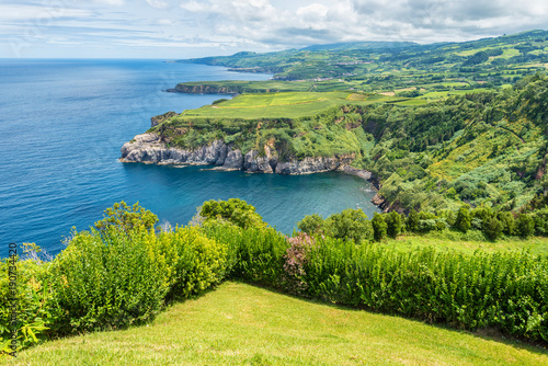 Views from Miradouro de Santa Iria on the island of Sao Miguel in the Azores, Portugal