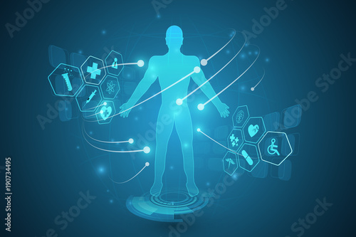 hud interface virtual hologram future system health care innovation concept background