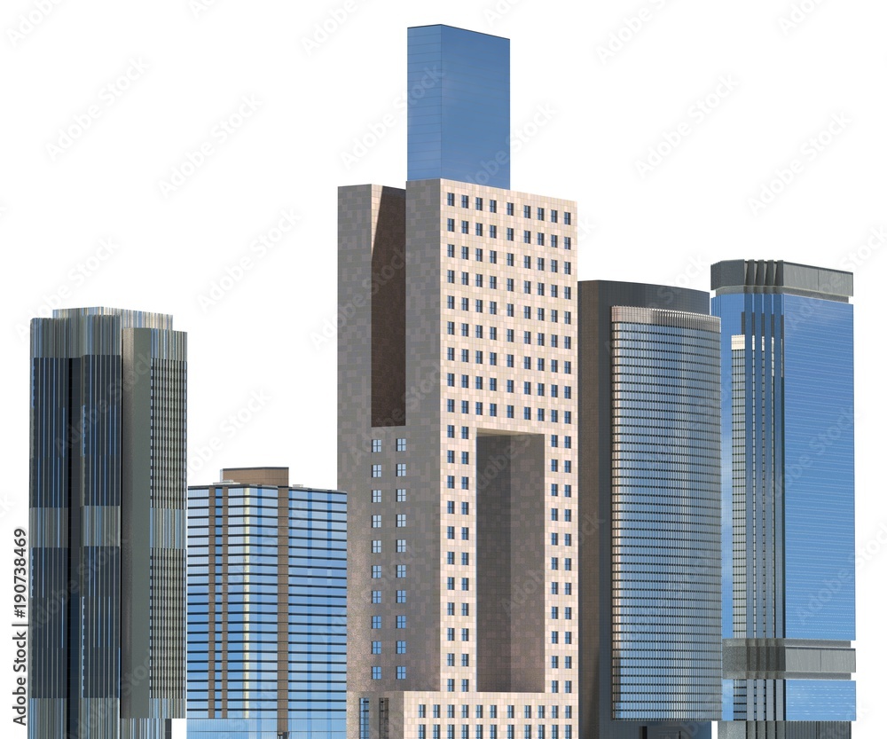 Skyscrapers 3D Illustration isolated on white background Skyscrapers 3D Illustration isolated on white background