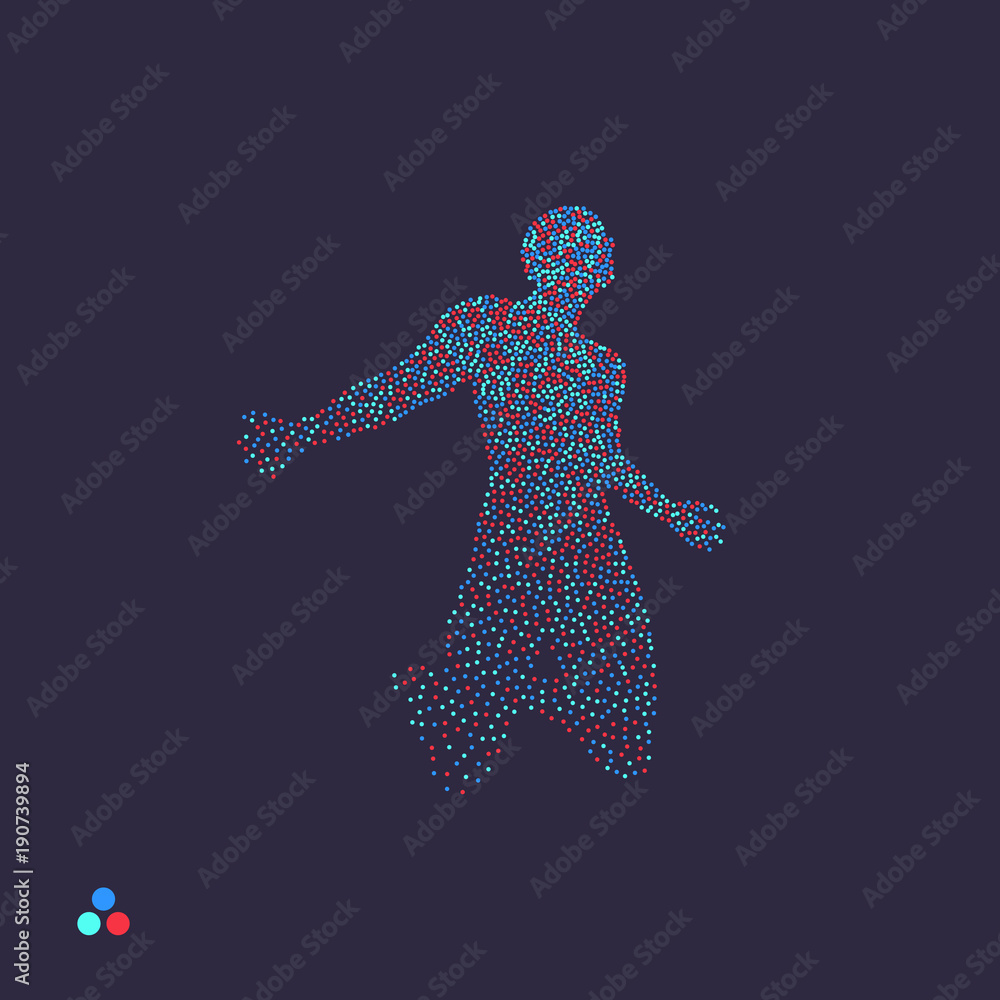 Man who prays. Dotted silhouette of person. Vector illustration. Man who prays. Dotted silhouette of person. Vector illustration.