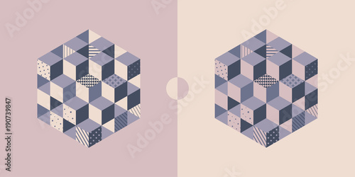 Cover design template. Abstract geometric background with cubes. Vector illustration. Can be used for advertising, marketing, presentation.