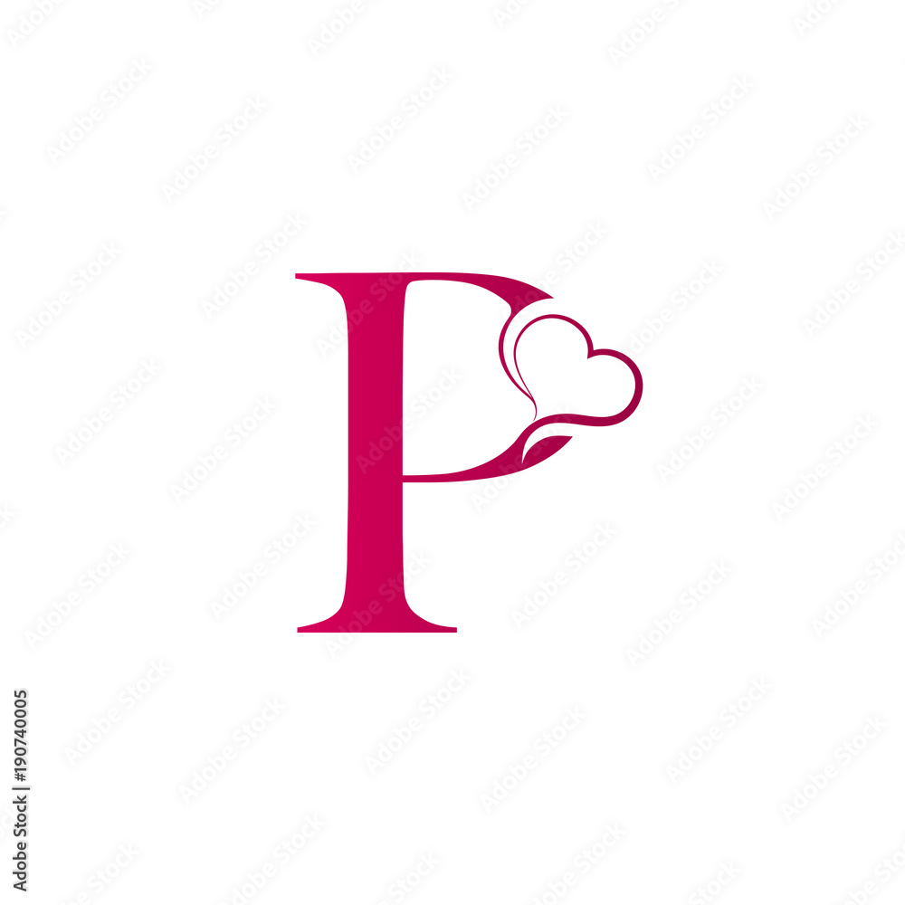 P letter logo with heart icon, valentines day concept Stock Vector ...
