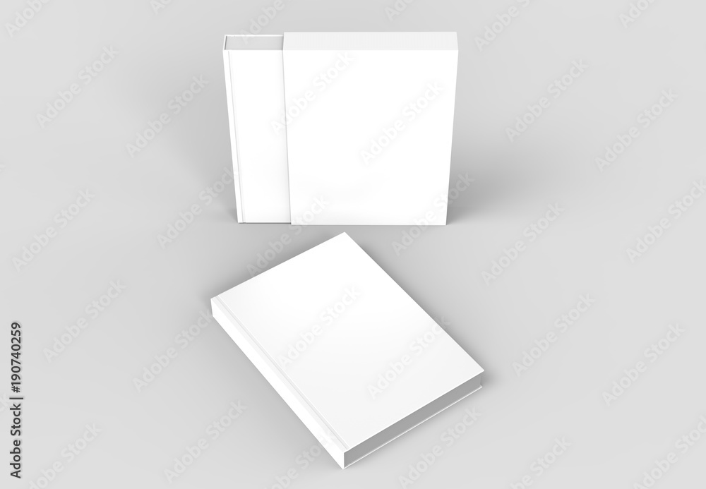 Slipcase book mock up isolated on soft gray background. 3D illustrating. Slipcase book mock up isolated on soft gray background. 3D illustrating.