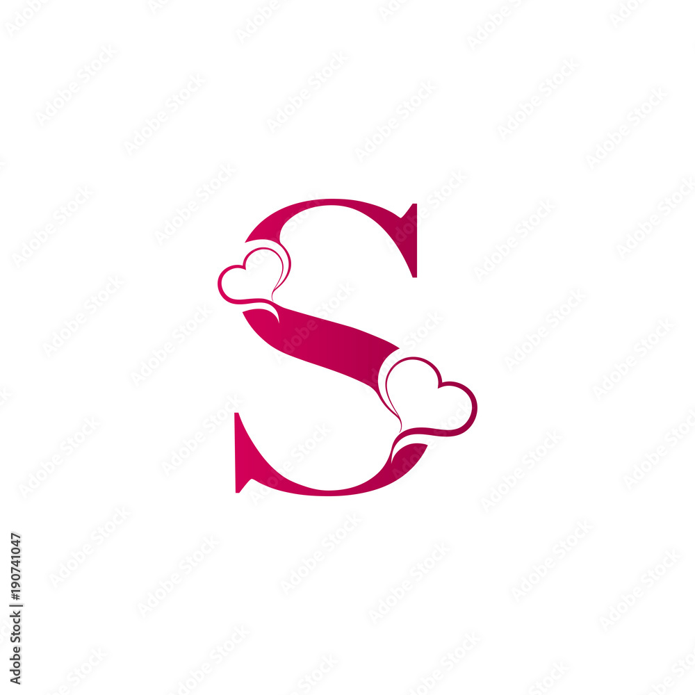 S letter logo with heart icon, valentines day concept Stock Vector ...