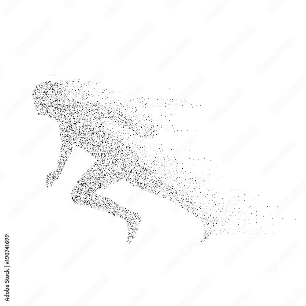 Fototapeta premium Running man from particles.