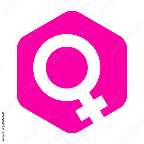 Icono plano simbolo femenino en hexagono rosa