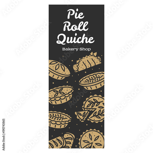 Meat pie, roll, quiche banner illustration
