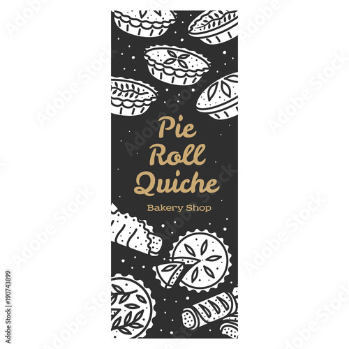 Meat pie, roll, quiche banner illustration