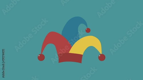 Clown jester hat flat design animation icon