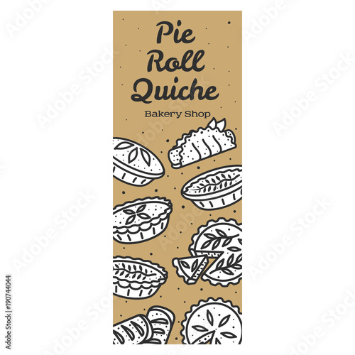 Meat pie, roll, quiche banner illustration