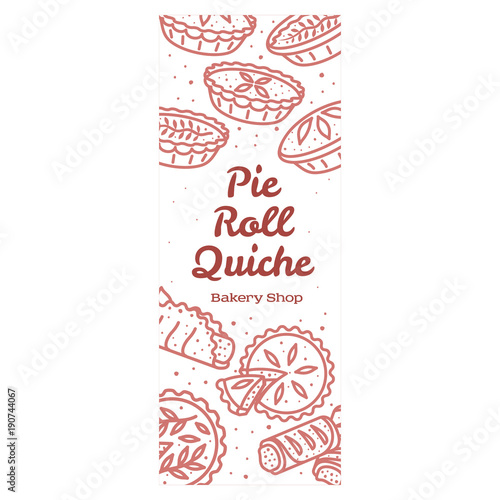 Meat pie, roll, quiche banner illustration