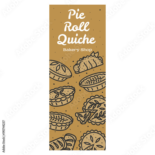 Meat pie, roll, quiche banner illustration