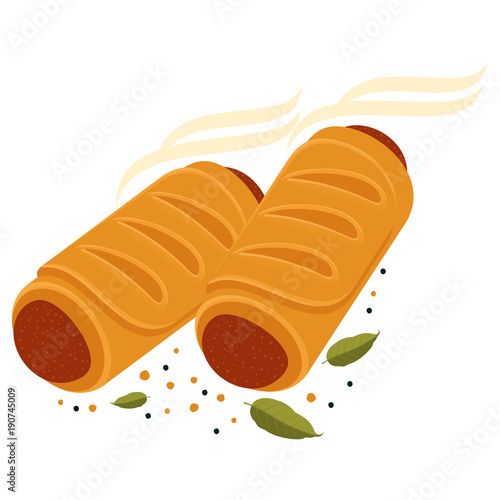 Meat pie, roll, quiche illustration
