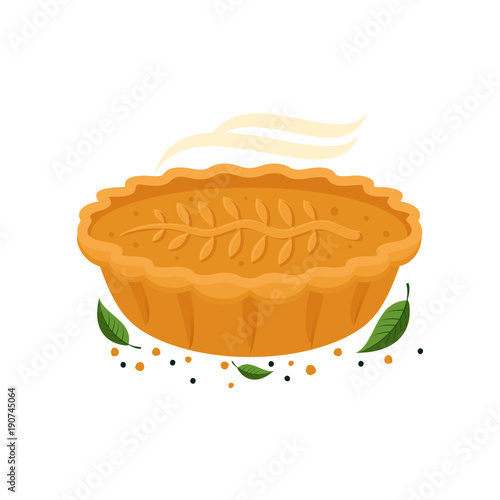 Meat pie, roll, quiche illustration