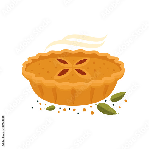Meat pie, roll, quiche illustration