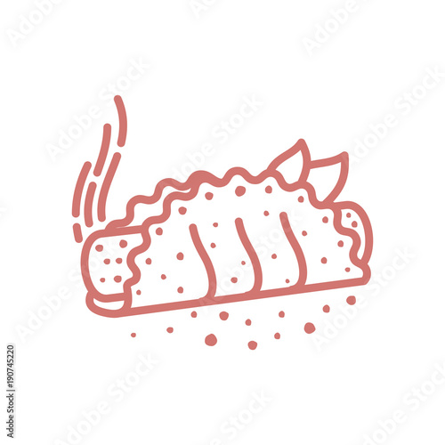 Meat pie, roll, quiche illustration