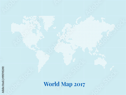 World map represented by Blue Bitmap in creamy background. Vector template for description of anything worldwide, design, cover, annual reports.