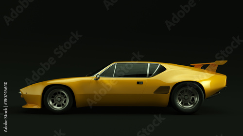 Orange 70s Sports Car 3d illustration