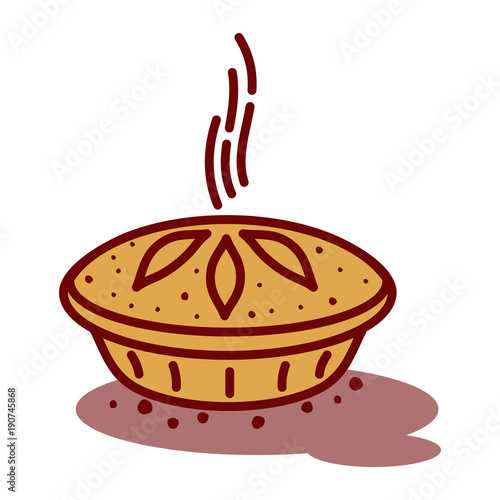 Meat pie, roll, quiche illustration