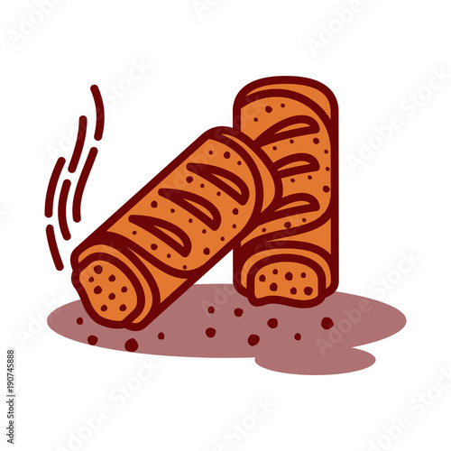 Meat pie, roll, quiche illustration