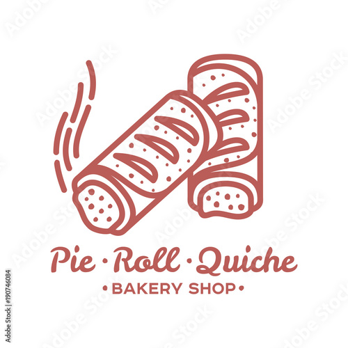 Meat pie, roll, quiche illustration