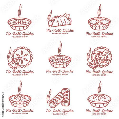 Meat pie, roll, quiche illustration