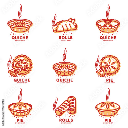 Meat pie, roll, quiche illustration